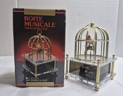 Musical Bird In Cage Revolving Romeo & Juliet Music Box Hong Kong 1988 -Works-