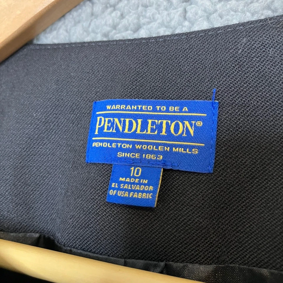 Chaqueta Blazer Pendleton Mujer 10 Negra A Cuadros 100% Lana Virgen Forrada Larga De Colección Foto 2 de 4