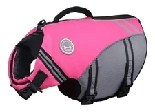 VIVAGLORY Sports Style Dog Life Jacket with Adjustable & Durable Pink Large 