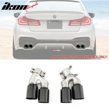 Fits 17-20 BMW 5 Series G30 M5 Style Stainless Steel Quad Exhaust Tips - Black