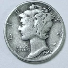 1944 Mercury Dime 10C 90% Silver Liberty Winged Cap Design #5833