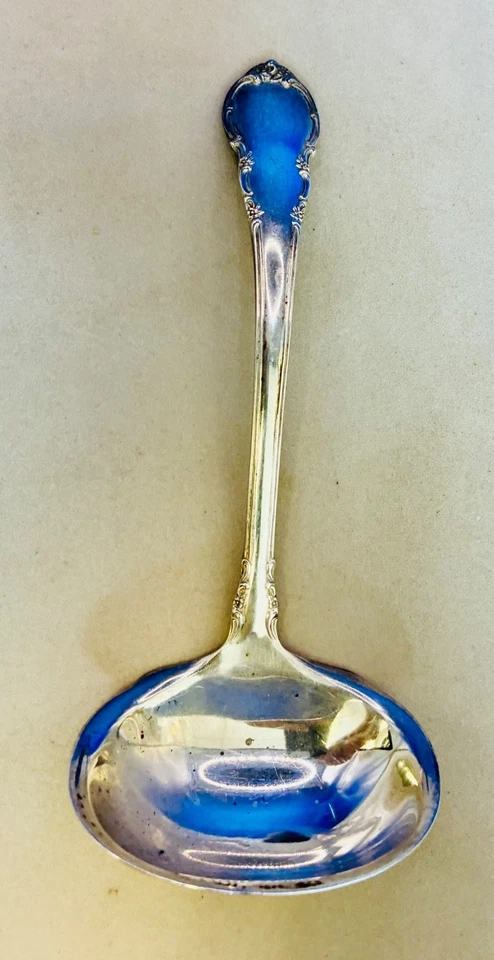 Винтажный твердый 6-дюймовый соус из стерлингового серебра с узором для особняка в георгианском стиле - Изображение 2 из 4