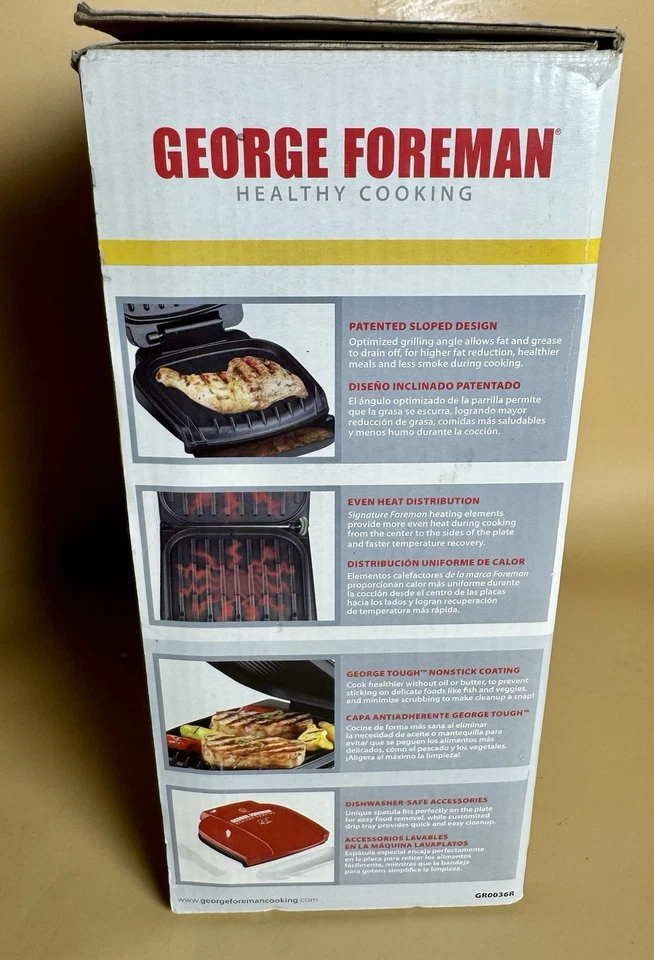 George Foreman Champ Grill – Healthy Cooking, Red (Model GR0036R) - Image 4 of 4