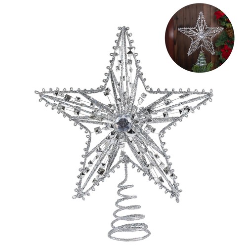 Christmas Tree Topper 9 INCH Wire Five-Pointed Star Treetop Party Supplies Xm... - Picture 3 of 7