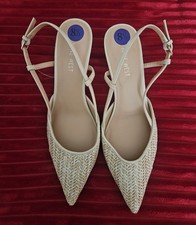 Nine West Rowen Women's Slingback Dress Kitten Heel Woven Style-Sz 8.5