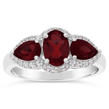 Women's 925 Sterling Silver Garnet Ring - Size 8