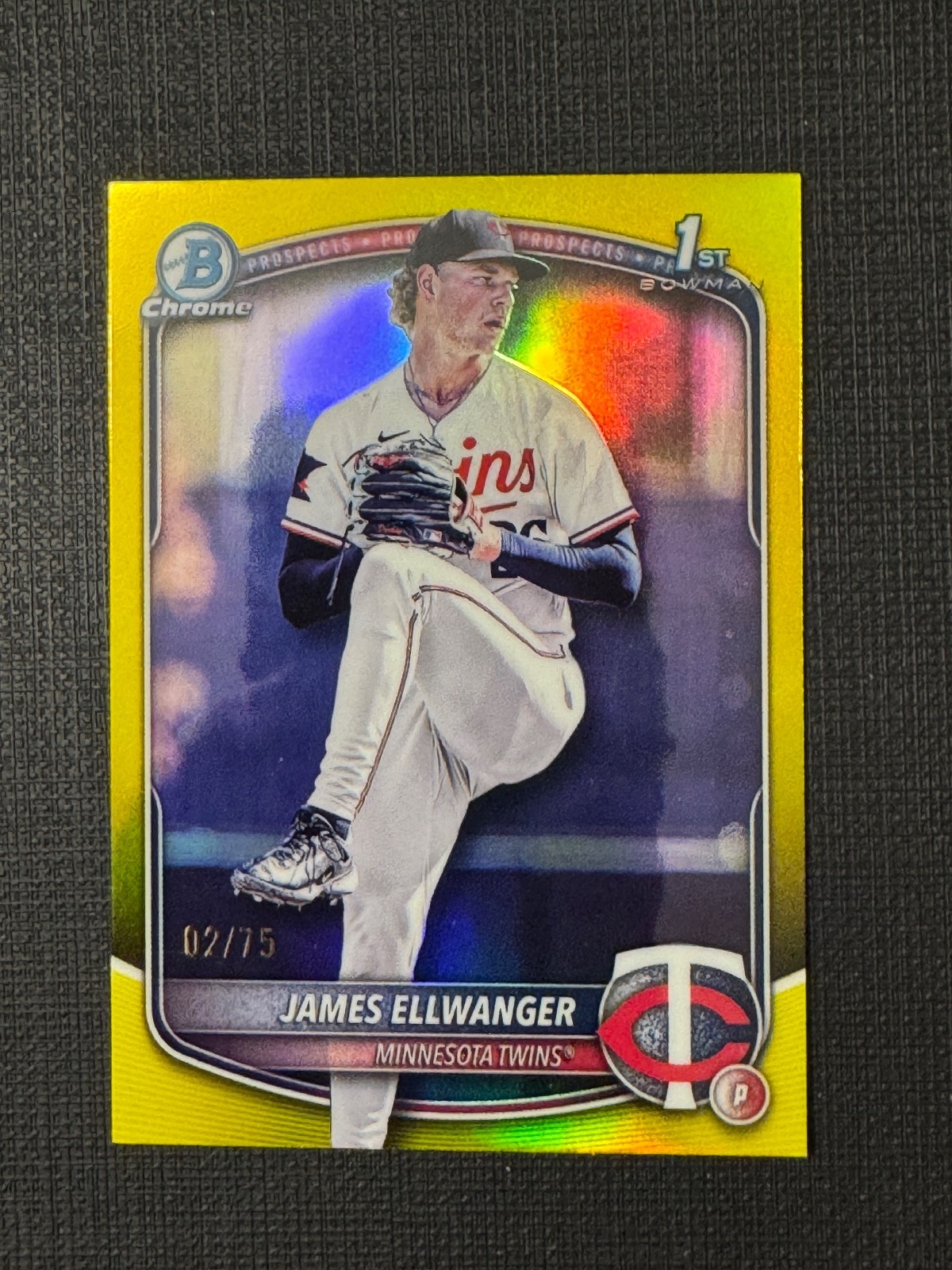 2025 Bowman Draft Chrome #BDC-164 James Ellwanger Yellow Refractor /75 Twins