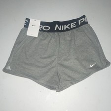 NTW. Nike Pro Dri-FIT Girls Training Shorts Gray. Size Large