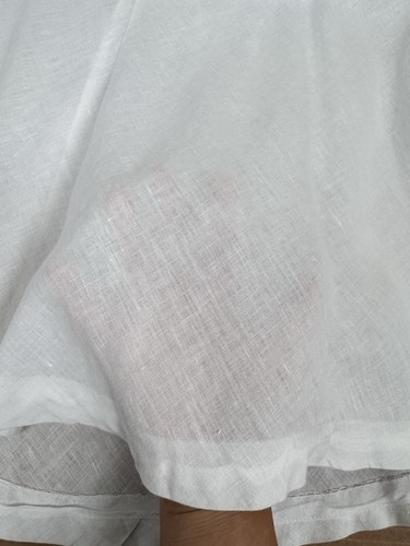 J Crew 100% Linen Flared Midi Skirt White Beachy Coastal Lightweight Y2K Vintage - Picture 5 of 8