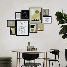 10 Pack Black Gallery Wall Frame Set with Abstract Minimalist Prints, Picture...