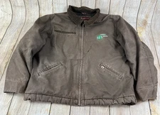 Mens Dri Duck Canvas Brown Detroit Style Jacket Chore Work Coat Sherpa Lined XL