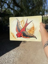 Vintage Antique Sailor Jerry American Traditional Tattoo Metal Sign Collectible