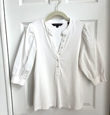 VERONICA BEARD Coralee White Puff Sleeve Knit Top/ SZ Small