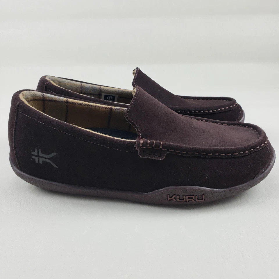 Zapatilla mocasín de gamuza Kuru Loft para hombre 12,5 marrón sin cordones suela de goma zapato de casa Foto 2 de 4