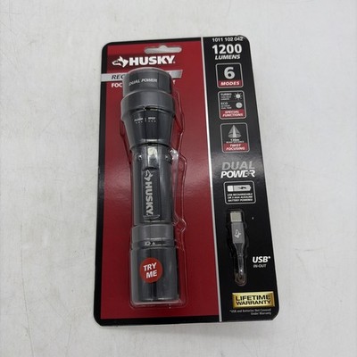 Husky 1200 Lumens Dual Power LED Rechargeable Focusing Flashlight | eBay Husky 1200 Lumens Dual Power LED Rechargeable Focusing Flashlight | eBay