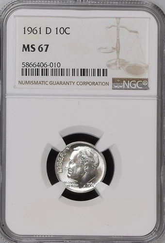 1961-D  10C  Roosevelt Dime NGC MS67   5866406-010