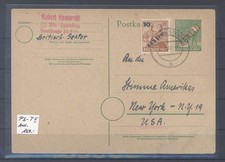 C) Berlin, gelaufene GA P 3 1949 mit 10 Pfg. ZuF in die USA (12717)
