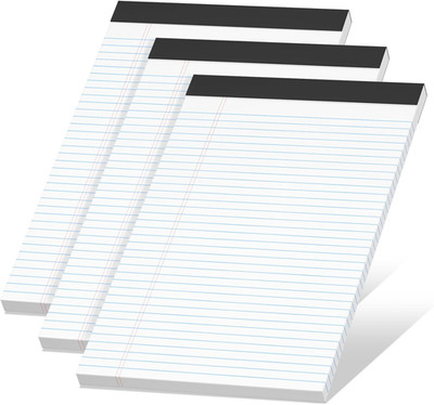White Legal Pads 8.5 X 11 Narrow Ruled, 3 Pack Notepads College Ruled Pads of P