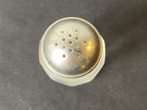 Shaker sale pepe in vetro pesante spesso vintage anni '50 acciaio inox 3,5" raro - Foto 7 di 9