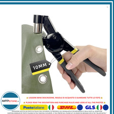 Pinza Occhiellatrice Manuale 10mm per Teloni con 200 Occhielli Dorati/Argento