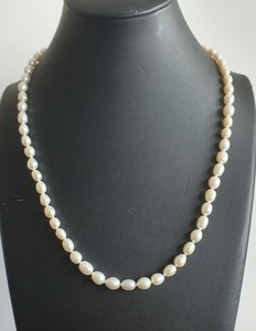 Authentic Fresh Water Pearl Necklace 52cm Pearl Size approx.6mm X 8mm Lock Gold Plated