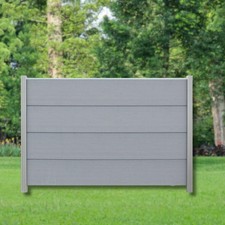 WPC XL Sichtschutz Zaun Windschutz Alu Pfosten Garten Steingrau Grau 180x120 cm