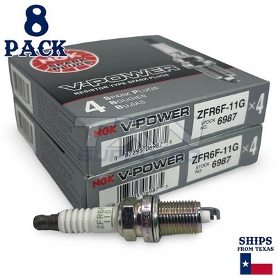 8 Pack NGK V-Power 6987 Spark Plugs ZFR6F-11G