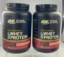 Lot of 2 ON Gold Standard 100 Whey Protein Strawberries Cream 1.5 lb Exp 08/2