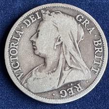 1894 Victoria Half Crown Silver Coin.