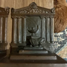 Vintage Weidlich Brothers Bronze #640 Bookends Temple Of Knowledge Book & Quill