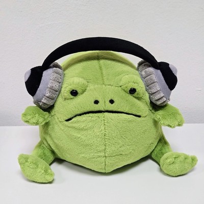 Jellycat - Ricky Regenfrosch mit Kopfhörern - Brandneu mit Etikett - weiches Plüschtier süßes Geschenk