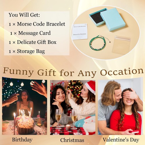 Divertidos regalos inspiradores únicos para mujeres pulseras código Morse para hija mamá - Imagen 6 de 7