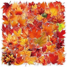60 Pcs Fall Maple Leaf Stickers Transparent Fall Autumn Leaves Stickers Supplies