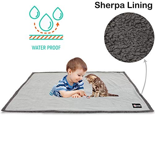 Waterproof Pet Blanket, Pee Urine Proof Dog Blanket for 50"x30" Lt Gray/Dk Gray - Picture 7 of 7