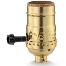 3 Way Lamp Socket Replacement, E26 Threaded Base, Turn Knob for Gold 