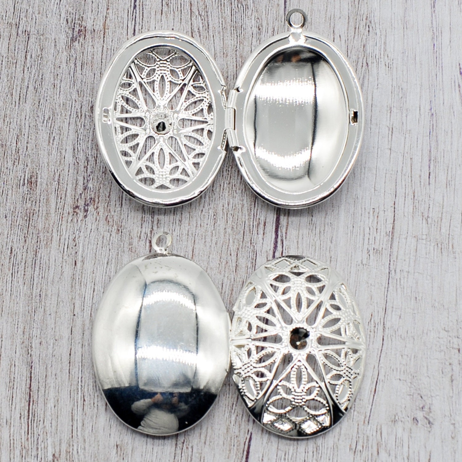 Clearance 5PCS Brass Oval Filigree Locket Charm Pendant, 25X38mm Multi LMC14