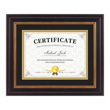 , 6x8 Diploma Frame with Black/Gold Double Mat or 8x10 Without Mat, Black G...