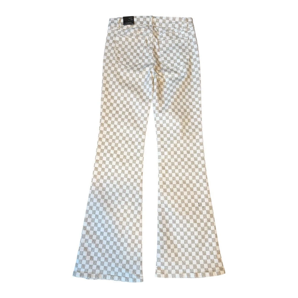Jeans Tractr Kids branco bronzeado quadriculado cintura média flare tamanho 10 novo com etiquetas novo com etiquetas - Imagem 2 de 4