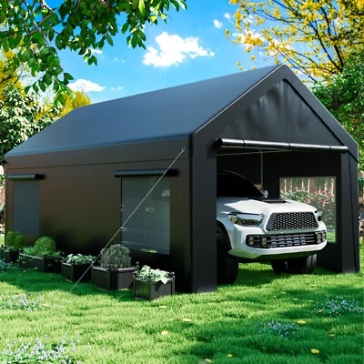 AIRWIRE 12' x 20' Carport Canopy Heavy Duty Car Port with Side Doors Outdoor Car Shelter