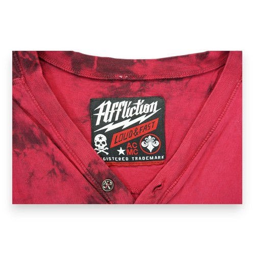 Vintage Affliction Shirt Mens Large Loud Fast V Neck T Shirt Red Grunge Style - Picture 5 of 10