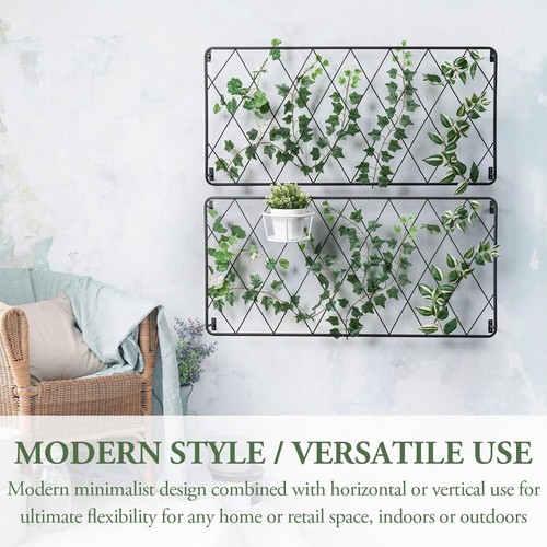 Wall Mounted Black Metal Wire Garden Trellis, Support Lattice Frame, Set of 2 - Picture 2 of 7