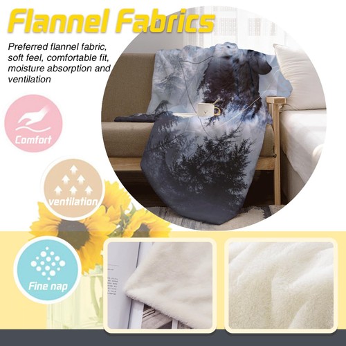 Wolf Fleece Blanket for Bed 50"x40" Ultra Soft Flannel Throw Blanket Wolf Lig... - Picture 5 of 7