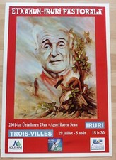 AFFICHE ENTOILEE DE MATTIN PARTARRIEU ETXAHUN IRUTI PASTAROLA 2001 TROIS VILLES