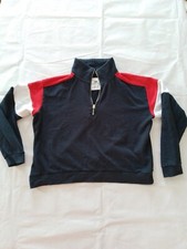 Ladies Cropped Sweatshirt Reflex Size S Half Zip Block Sleeve Blue 11819