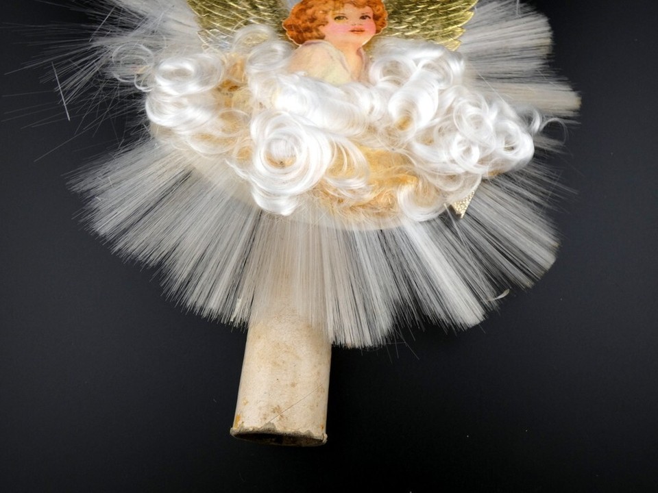 Vintage Christmas 1950s Angel with Foil Wings Spun Glass Angel Hair