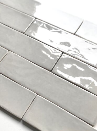 2.5" x 10" Soft Gray Artisan Finish Glossy Spanish Porcelain Tile (one Piece) - Picture 2 of 5
