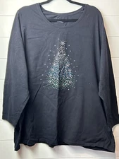 Women's Catherines Black long Sleeve 2X (22/24) Christmas Tree