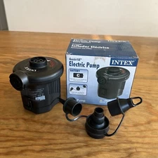 Intex Quick-Fill Electric Air Pump 3 Nozzles Battery Powered Inflates Deflates