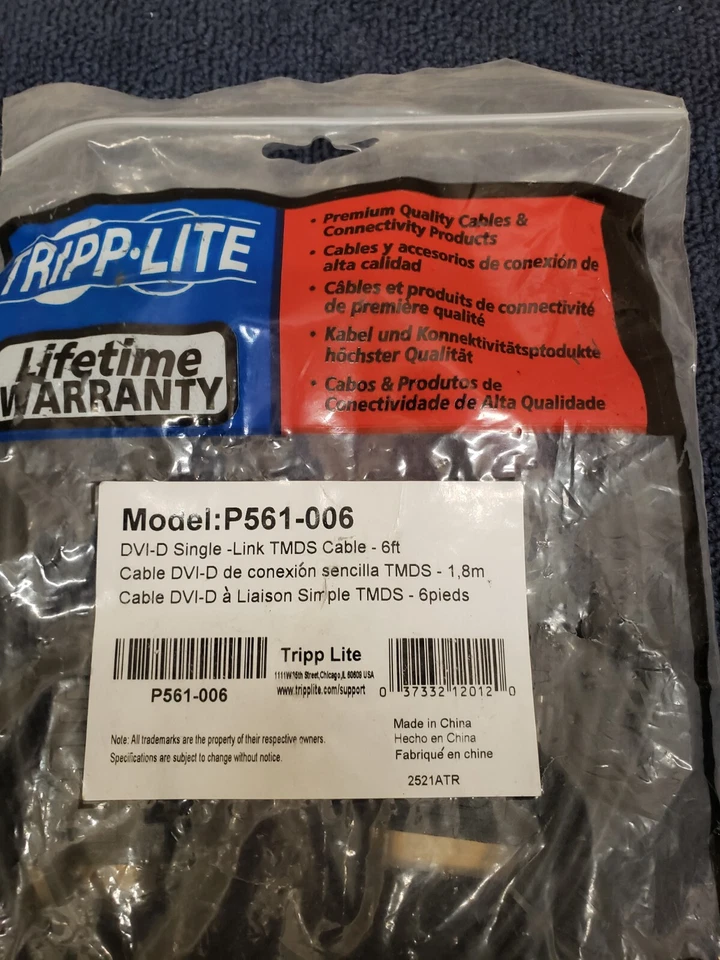 TRIPP LITE P561-006 6ft DVI-D Single Link TMDS Cable, Free Shipping! - Image 2 of 3