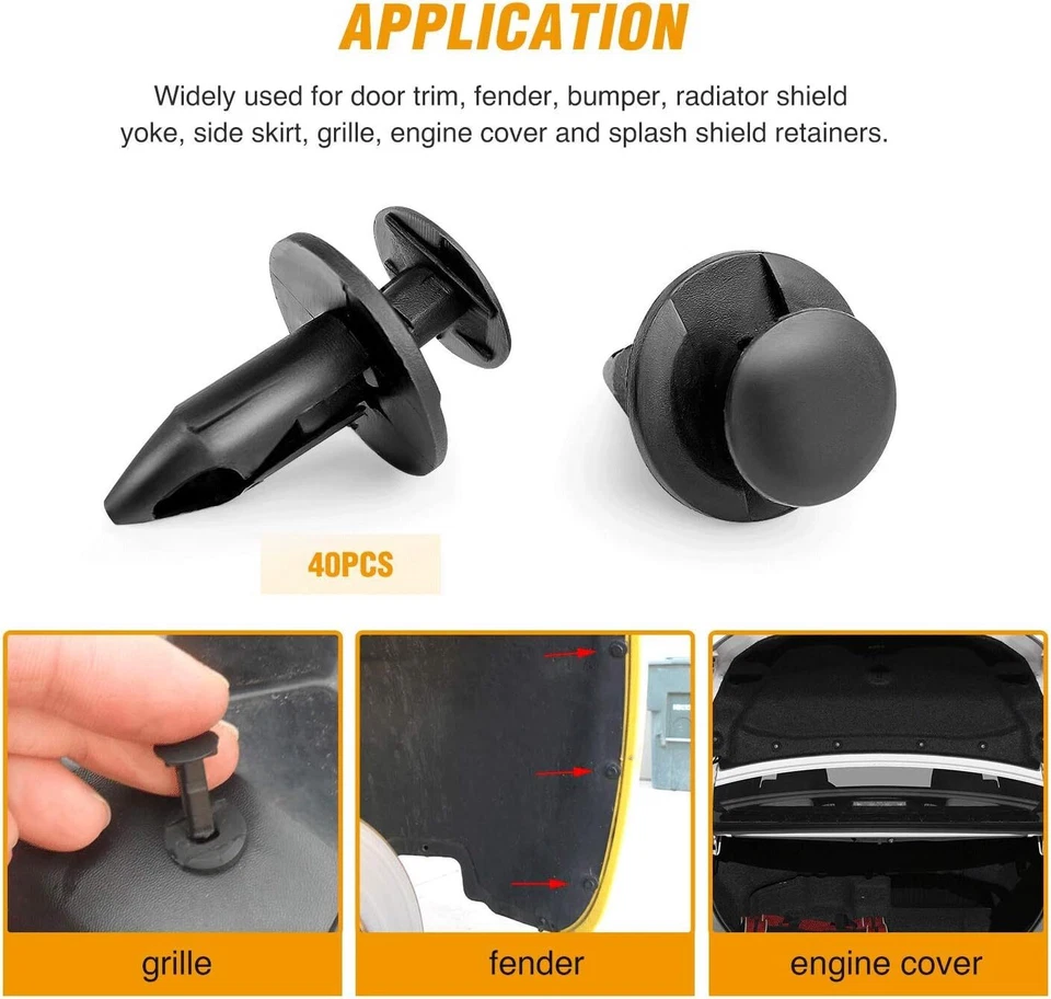 8 mm Clips de parachoques retenedor auto coche plástico remaches sujetador guardabarros empuje X1200 un. Foto 4 de 4